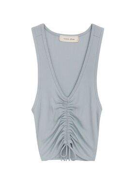 Ocean Drive Blue Ruched Tie Front‎ Tank Top